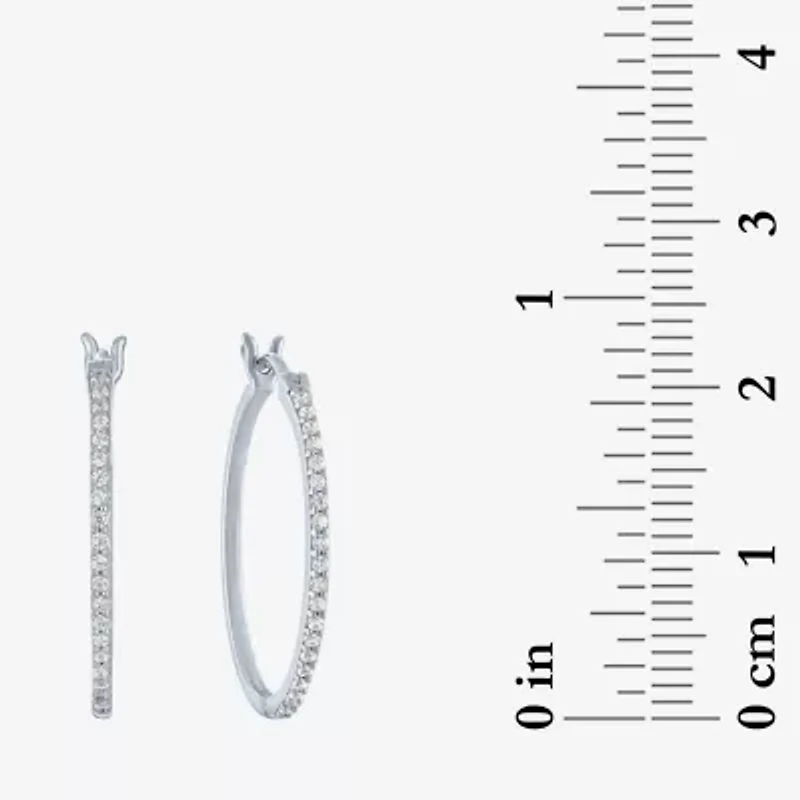 (I1-I2/ G-H) Womens 1/4 CT. T.W. Lab Grown White Diamond Sterling Silver 23.4mm Hoop Earrings