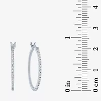 (I1-I2/ G-H) Womens 1/4 CT. T.W. Lab Grown White Diamond Sterling Silver 23.4mm Hoop Earrings