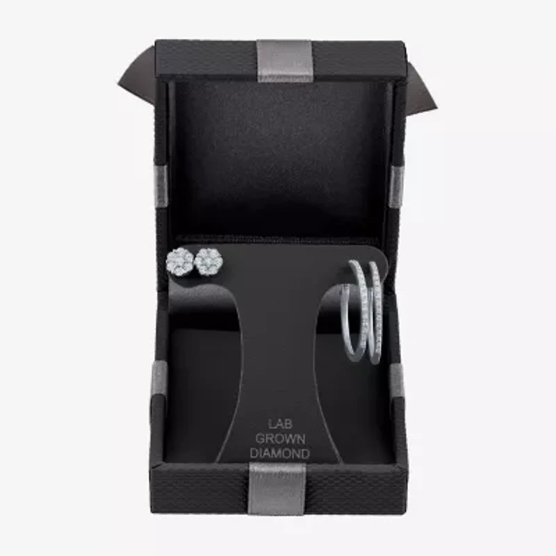 Diamond Blossom (G-H/I1-I2) Womens 1/7 CT. T.W. Lab Grown White Diamond Sterling Silver Earring Set