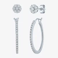 (G-H/I1-I2) Womens 1/7 CT. T.W. Lab Grown White Diamond Sterling Silver Earring Set