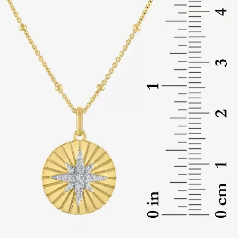 Diamond Addiction (G-H / I1-I2) North Star Womens 1/10 CT. T.W. Lab Grown White Diamond 14K Gold Over Silver Sterling Silver Star 18 Inch Pendant Necklace