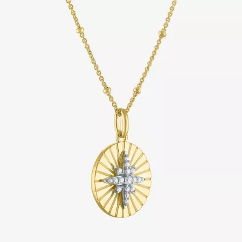 Diamond Addiction (G-H / I1-I2) North Star Womens 1/10 CT. T.W. Lab Grown White Diamond 14K Gold Over Silver Sterling Silver Star 18 Inch Pendant Necklace