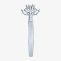 Diamond Blossom (G-H / I1-I2) Womens 1/10 CT. T.W. Lab Grown White Sterling Silver Snowflake Cluster Cocktail Ring