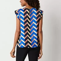 Liz Claiborne Womens Round Neck Short Sleeve Blouse