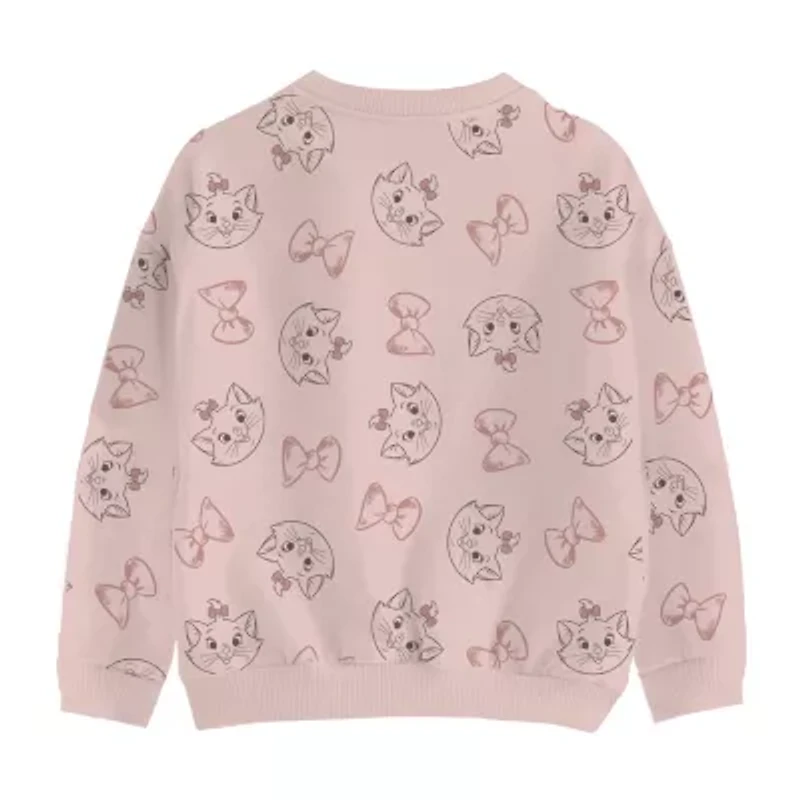 Disney Collection Little & Big Kid Girls Crew Neck Fleece Long Sleeve The Aristocats Sweatshirt