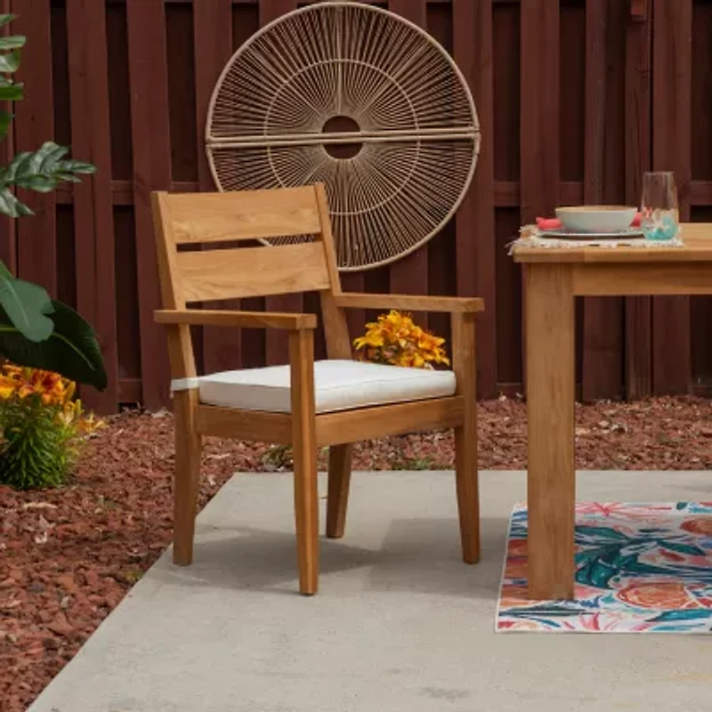 Carlbach Outdoor Teak Dining Armchair with Cushion