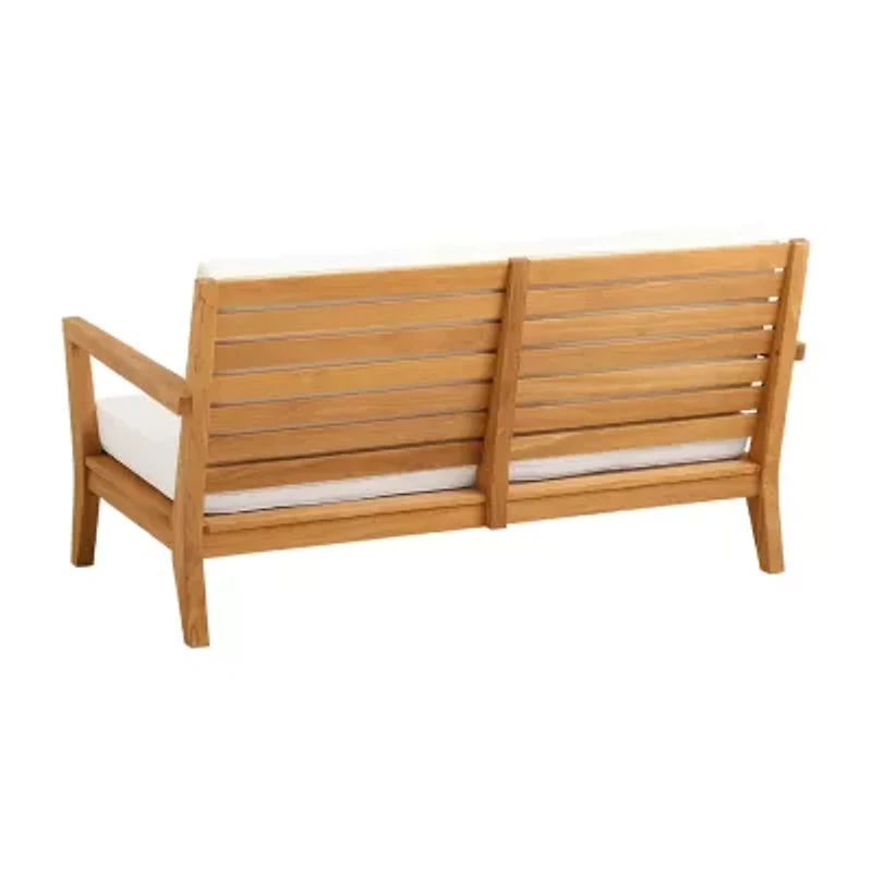 Carlbach Outdoor Teak 2-Seater Loveseat with Cushions