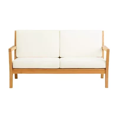 Carlbach Outdoor Teak 2-Seater Loveseat with Cushions