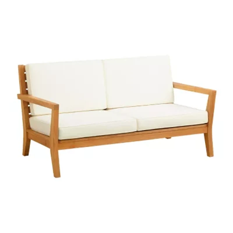 Carlbach Outdoor Teak 2-Seater Loveseat with Cushions