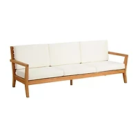 Carlbach Outdoor Teak 3-Seater Sofa with Cushions