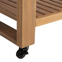 Carlbach Outdoor Teak 48" Kitchen Island with Wheels