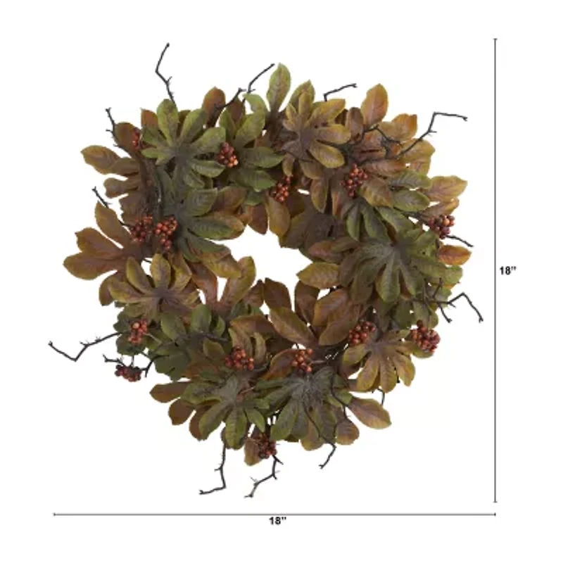 Nearly Natural Fatsia Autumn Wreath