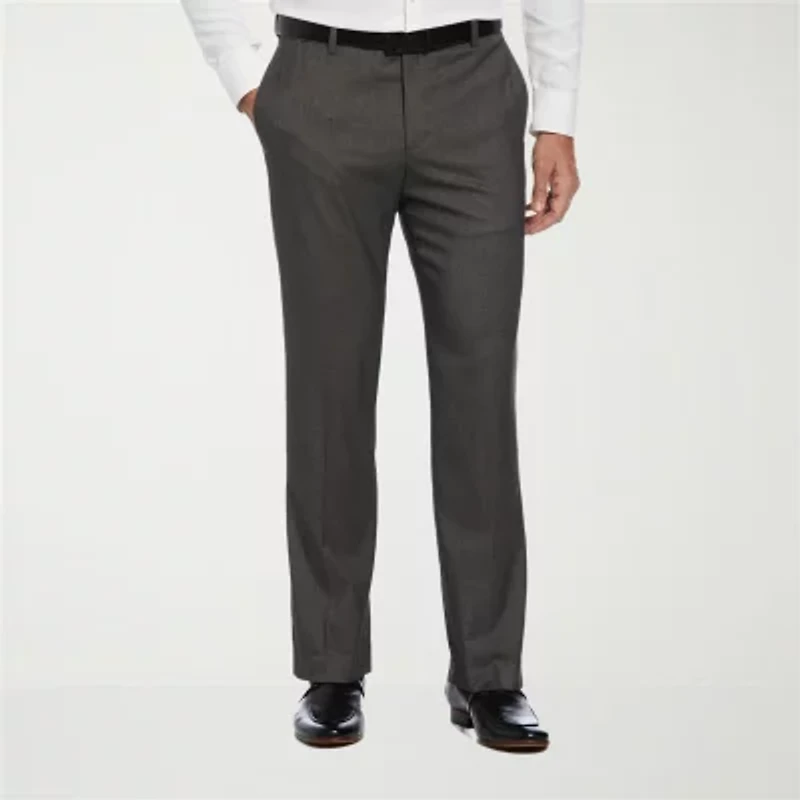 Savane Premium Stretch Expandable Waist Mens Straight Fit Dress Flat Front Pant