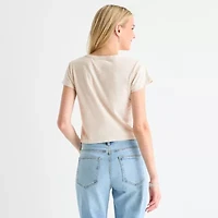 Arizona Womens Juniors Crew Neck Short Sleeve Graphic T-Shirt