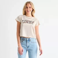 Arizona Womens Juniors Crew Neck Short Sleeve Graphic T-Shirt