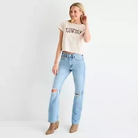 Arizona Womens Juniors Crew Neck Short Sleeve Graphic T-Shirt