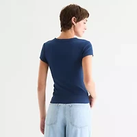 Arizona Womens Juniors Crew Neck Short Sleeve Graphic T-Shirt