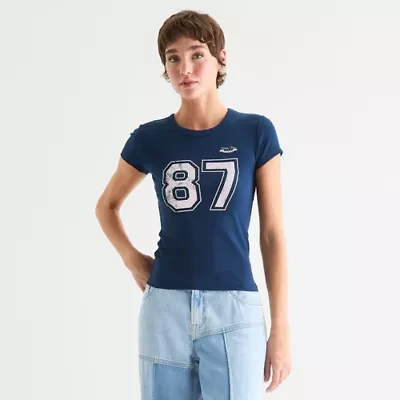 Arizona Womens Juniors Crew Neck Short Sleeve Graphic T-Shirt