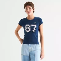 Arizona Womens Juniors Crew Neck Short Sleeve Graphic T-Shirt