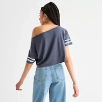 Arizona Off The Shoulder Womens Short Sleeve Juniors T-Shirt