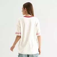 Arizona Womens Juniors Crew Neck Short Sleeve Oversized Graphic T-Shirt