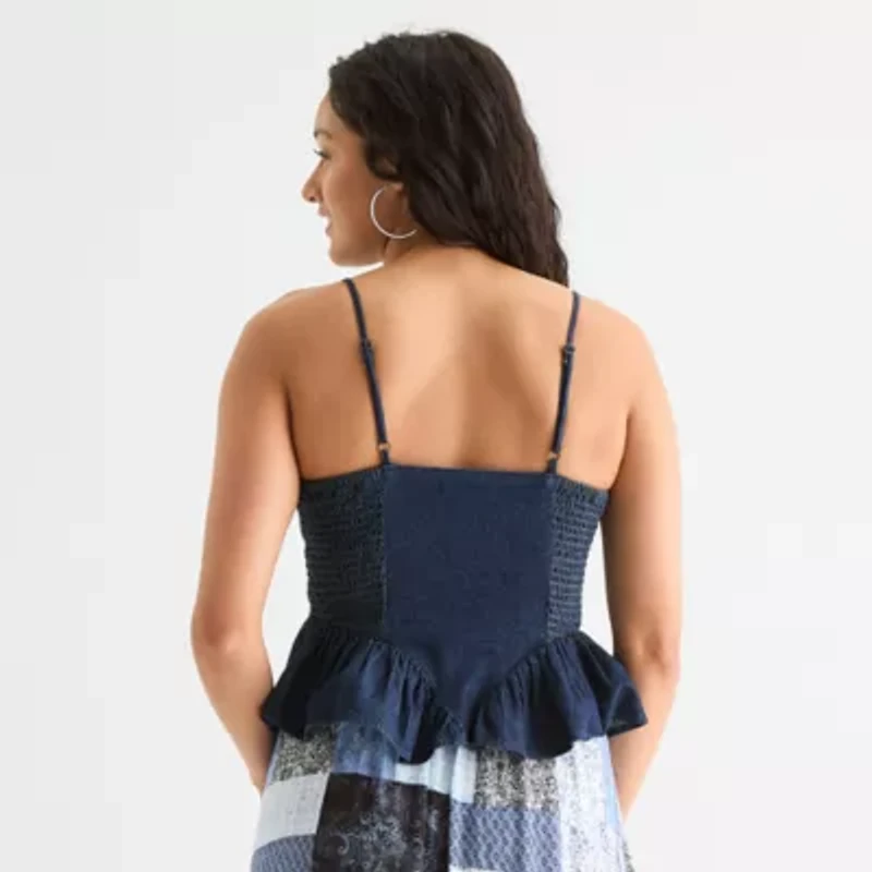 Arizona Womens Juniors Sweetheart Neck Sleeveless Tank Top