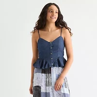 Arizona Womens Juniors Sweetheart Neck Sleeveless Tank Top