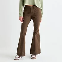 Arizona Womens Juniors Flare Low Rise Flat Front Pant