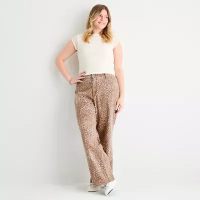 Arizona Womens Juniors Plus Low Rise Straight Leg Jean