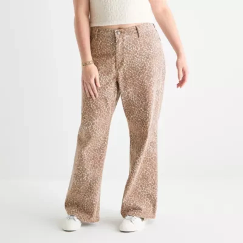 Arizona Womens Juniors Plus Low Rise Straight Leg Jean