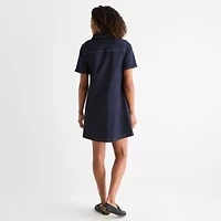 St. John's Bay Womens Short Sleeve A-Line Denim Dress