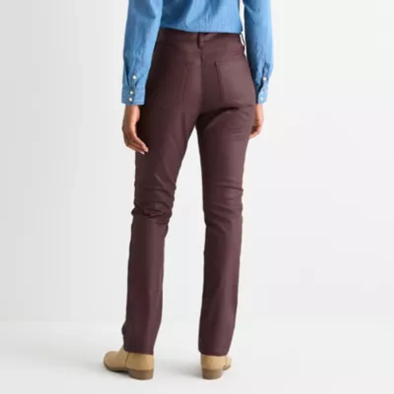 St. John's Bay Womens Mid Rise Coated Straight Leg Jean