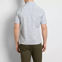 Van Heusen Everyday Defense Stain Shield Mens Short Sleeve Slim Fit Stretch Fabric Wrinkle Free Button-Down Shirt