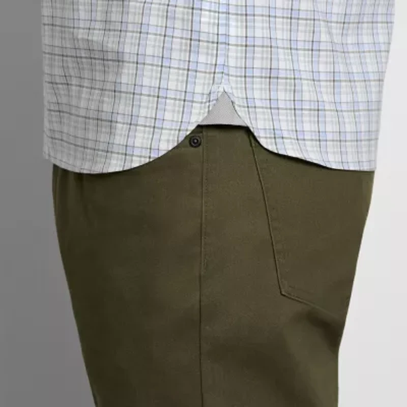 Van Heusen Everyday Defense Stain Shield Mens Short Sleeve Slim Fit Stretch Fabric Wrinkle Free Button-Down Shirt