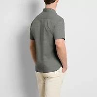 Van Heusen Everyday Defense Stain Shield Mens Short Sleeve Slim Fit Stretch Fabric Wrinkle Free Button-Down Shirt