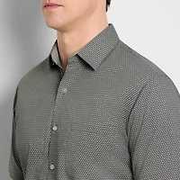 Van Heusen Everyday Defense Stain Shield Mens Short Sleeve Slim Fit Stretch Fabric Wrinkle Free Button-Down Shirt