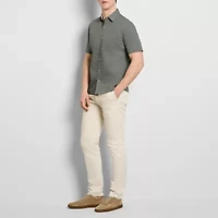 Van Heusen Everyday Defense Stain Shield Mens Short Sleeve Slim Fit Stretch Fabric Wrinkle Free Button-Down Shirt