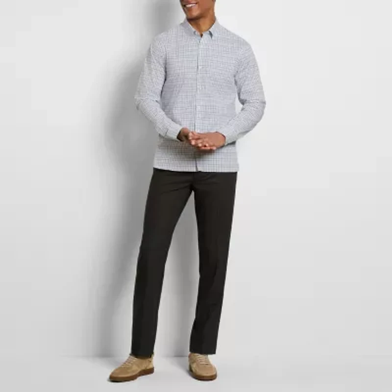 Van Heusen Everyday Defense Stain Shield Mens Long Sleeve Cuffed Slim Fit Stretch Fabric Wrinkle Free Button-Down Shirt