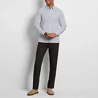 Van Heusen Everyday Defense Stain Shield Mens Long Sleeve Cuffed Slim Fit Stretch Fabric Wrinkle Free Button-Down Shirt