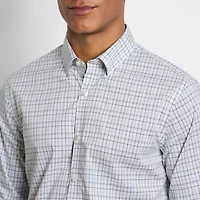 Van Heusen Everyday Defense Stain Shield Mens Long Sleeve Cuffed Slim Fit Stretch Fabric Wrinkle Free Button-Down Shirt
