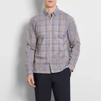 Van Heusen Everyday Defense Stain Shield Mens Long Sleeve Slim Fit Stretch Fabric Wrinkle Free Button-Down Shirt