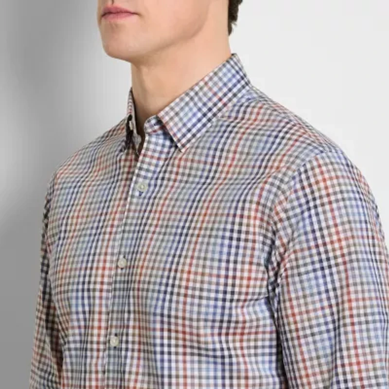 Van Heusen Everyday Defense Stain Shield Mens Long Sleeve Slim Fit Stretch Fabric Wrinkle Free Button-Down Shirt