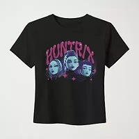 Womens Juniors Crew Neck Short Sleeve Fitted KPop Demon Hunters Graphic T-Shirt
