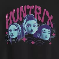 Womens Juniors Crew Neck Short Sleeve Fitted KPop Demon Hunters Graphic T-Shirt