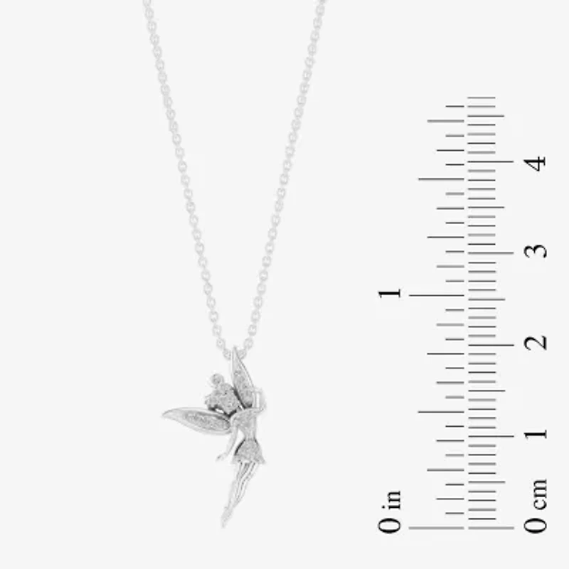 Enchanted Disney Fine Jewelry Womens 1/8 CT. T.W. Natural White Diamond Sterling Silver 18 Inch Pendant Necklace