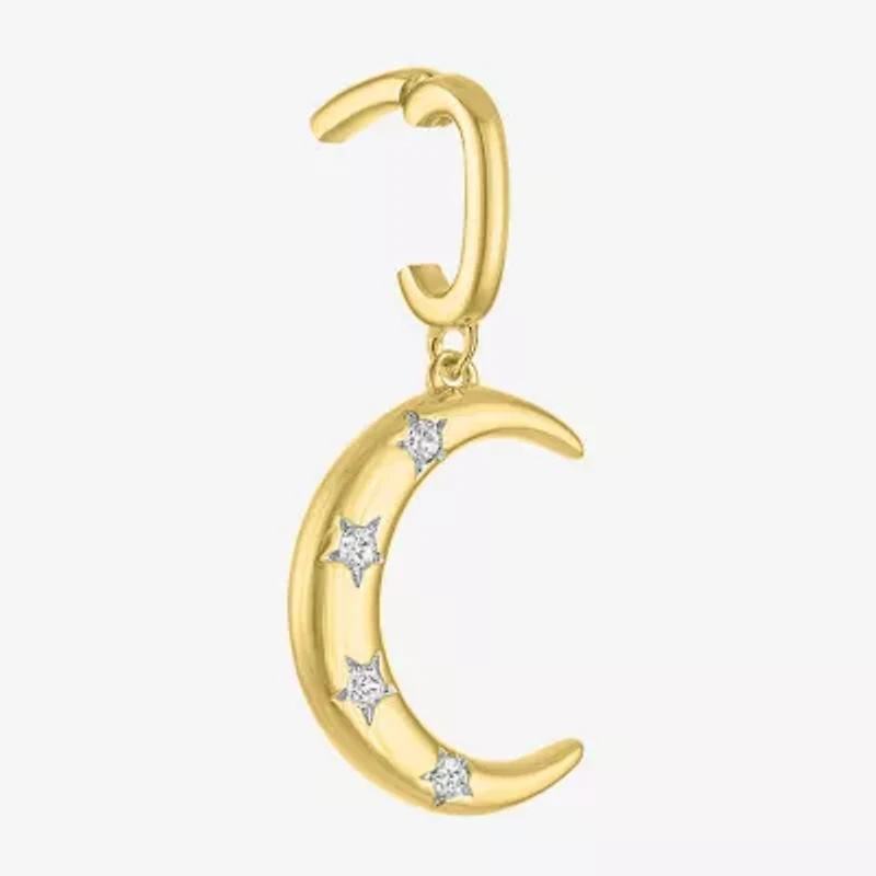 Charmed by Diamond Addiction Moon (G-H / Si2- I1) Womens Accent Lab Grown White 14K Gold Over Silver Pendant