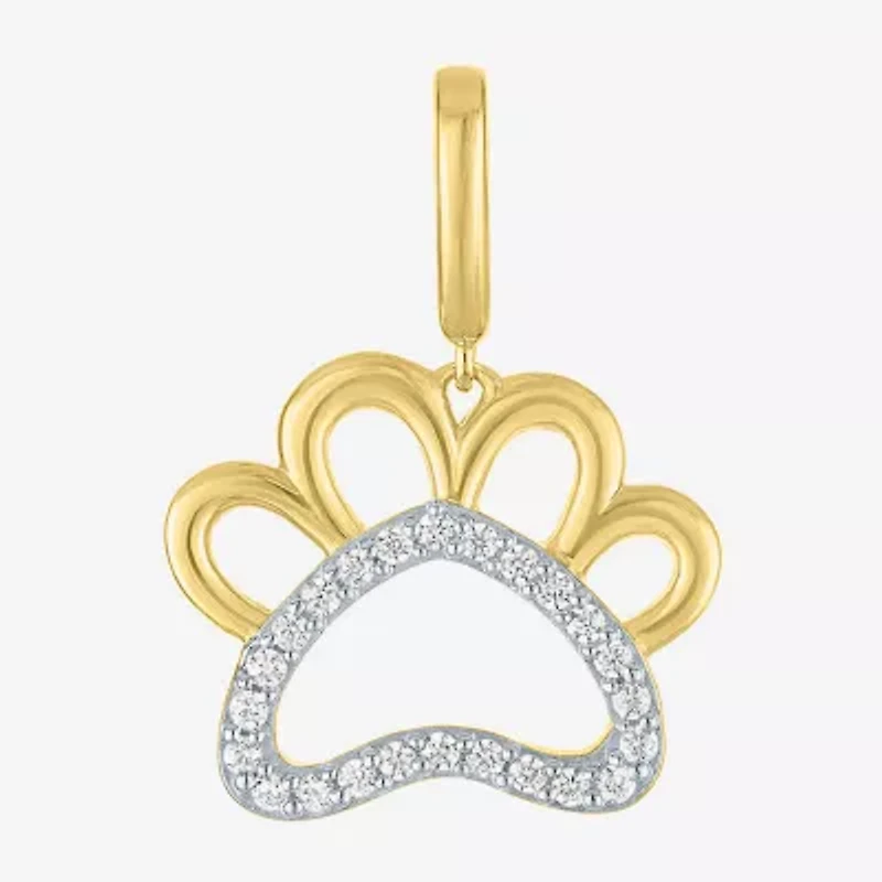 Charmed by Diamond Addiction Paw Print (G-H / Si2- I1) Womens 1/10 CT. T.W. Lab Grown White 14K Gold Over Silver Pendant
