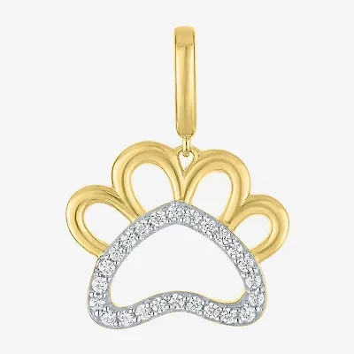 Charmed by Diamond Addiction Paw Print (G-H / Si2- I1) Womens 1/10 CT. T.W. Lab Grown White 14K Gold Over Silver Pendant