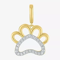 Charmed by Diamond Addiction Paw Print (G-H / Si2- I1) Womens 1/10 CT. T.W. Lab Grown White 14K Gold Over Silver Pendant