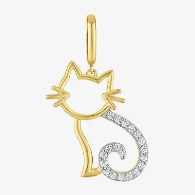 Charmed by Diamond Addiction 1/10 CT. T.W. Cat (G-H / Si2- I1) White 14K Gold Over Silver Charm